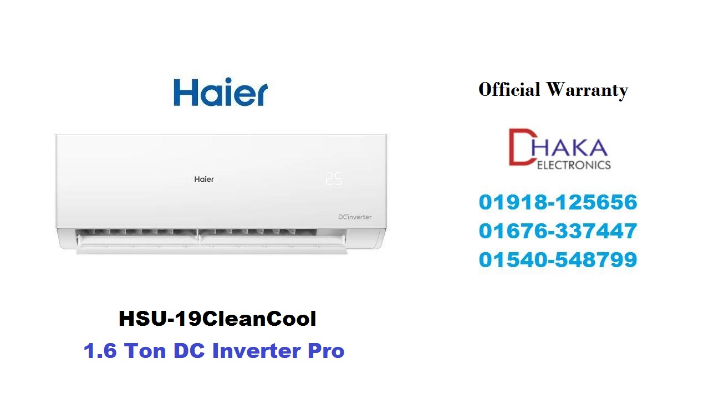 Haier 1.6 Ton DC Inverter Pro Split AC HSU-19CleanCool